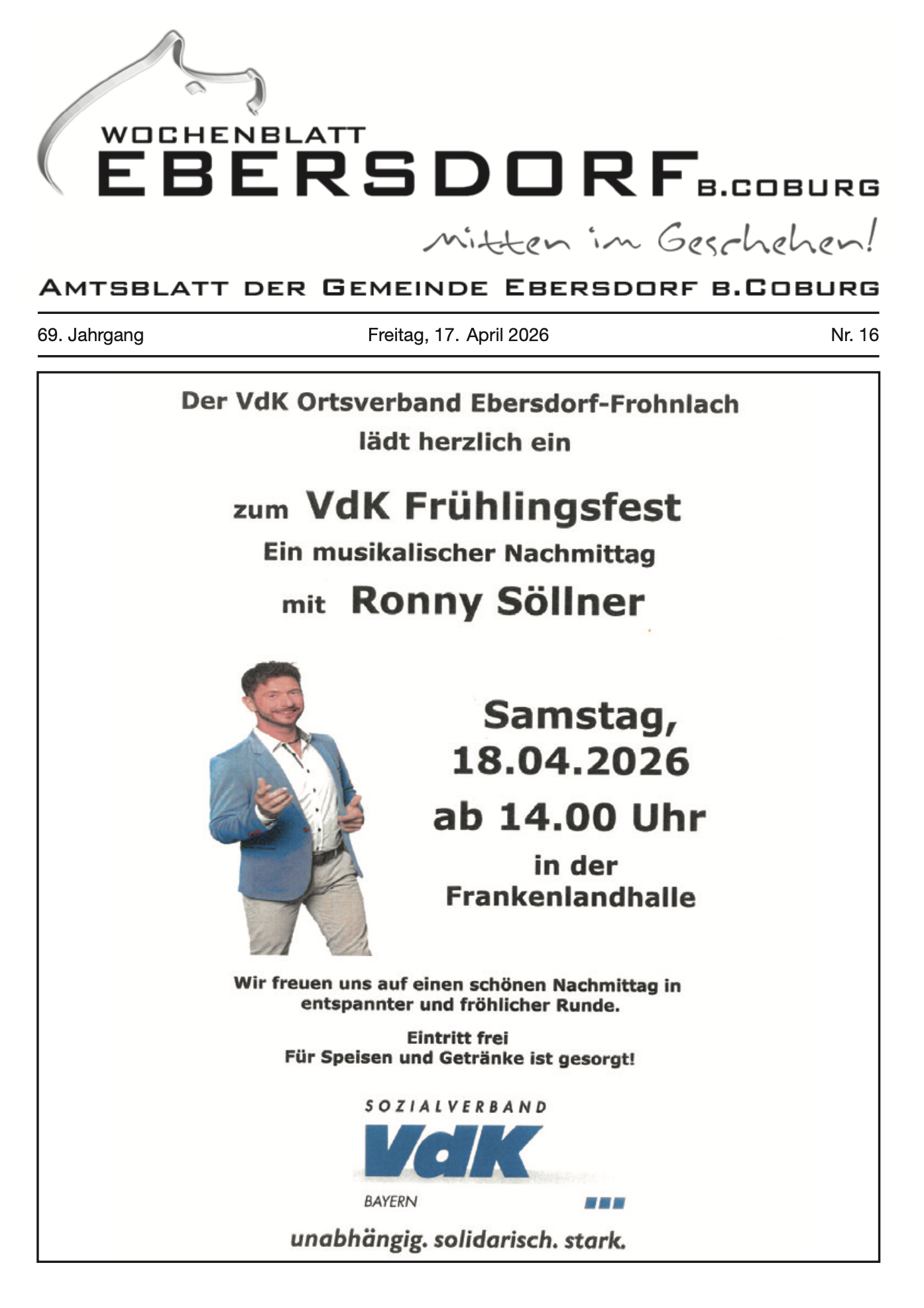 Wochenblatt Ebersdorf b. Coburg